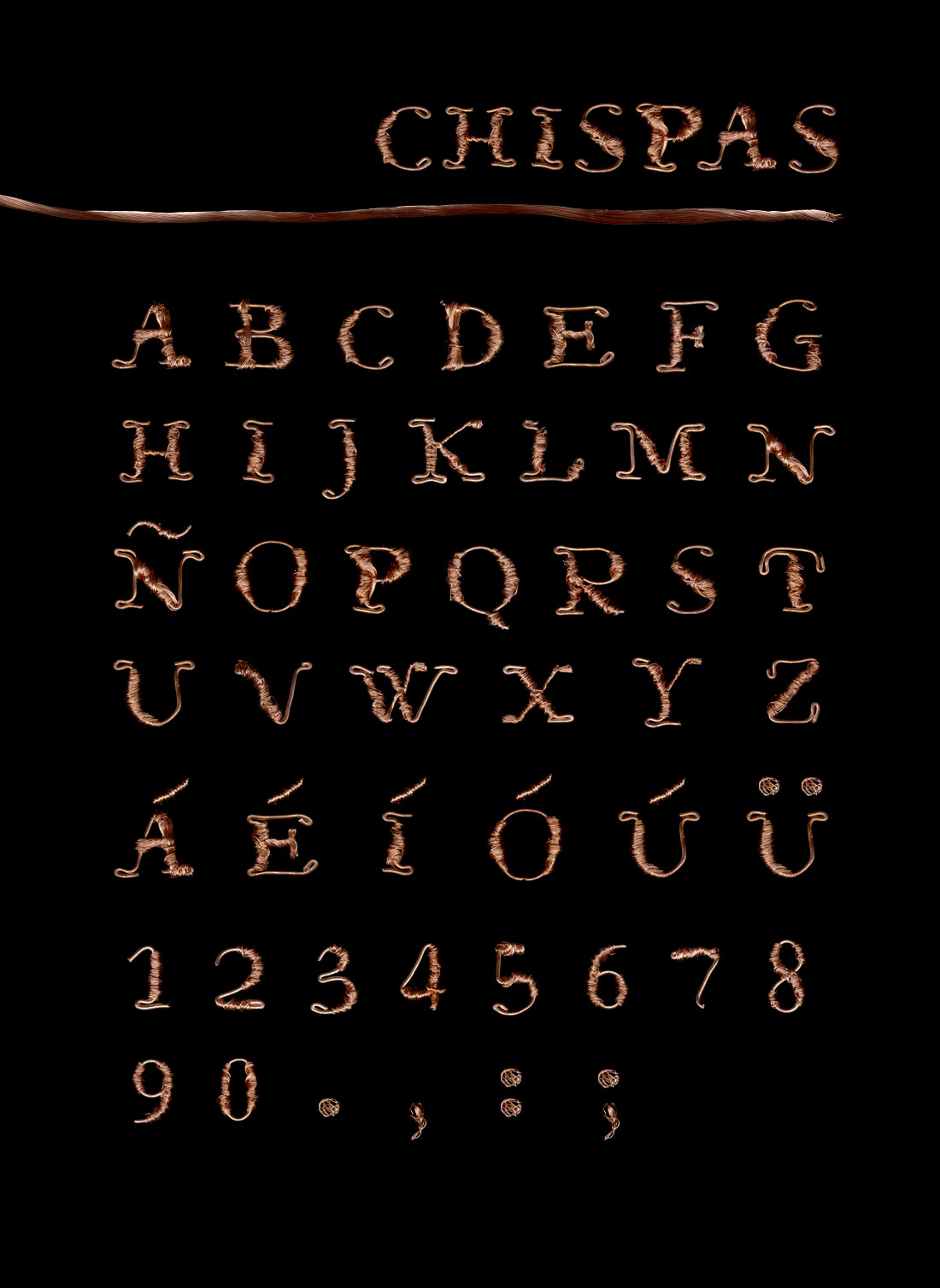 Caracteres de la tipografía Chispas